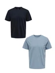 ONLY & SONS T-Shirt 2er-Set Rundhals Kurzarm (1-tlg) [7642] Dunkelblau/Hellblau (7642)