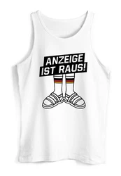 MoonWorks Herren Tanktop Alman Anzeige ist raus Meme Witz Deutschland Parodie Rosa/Rot/Dunkelgrau/Weiß