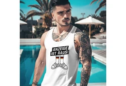 MoonWorks Herren Tanktop Alman Anzeige ist raus Meme Witz Deutschland Parodie Rosa/Rot/Dunkelgrau/Weiß