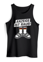 MoonWorks Herren Tanktop Alman Anzeige ist raus Meme Witz Deutschland Parodie Dunkelgrau/Schwarz/Rot/Rosa/Braun