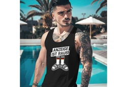 MoonWorks Herren Tanktop Alman Anzeige ist raus Meme Witz Deutschland Parodie Dunkelgrau/Schwarz/Rot/Rosa/Braun
