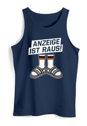 MoonWorks Herren Tanktop Alman Anzeige ist raus Meme Witz Deutschland Parodie Blau/Dunkelgrau/Dunkelblau/Rot
