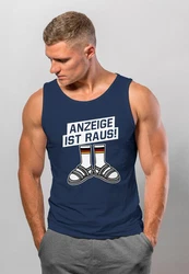 MoonWorks Herren Tanktop Alman Anzeige ist raus Meme Witz Deutschland Parodie Blau/Dunkelgrau/Dunkelblau/Rot