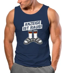 MoonWorks Herren Tanktop Alman Anzeige ist raus Meme Witz Deutschland Parodie Blau/Dunkelgrau/Dunkelblau/Rot