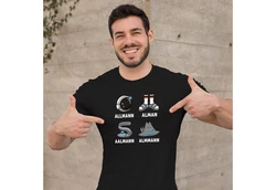 MoonWorks Print-Shirt Herren T-Shirt Alman Meme Wortspiel Parodie Deutschland Grau/Blau/Schwarz