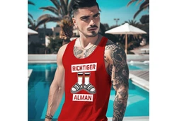 MoonWorks Tanktop Herren Richtiger Alman Meme Witz Deutscher Deutschland Rot/Schwarz/Dunkelrot