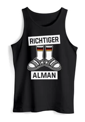 MoonWorks Tanktop Herren Richtiger Alman Meme Witz Deutscher Deutschland Schwarz