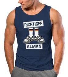 MoonWorks Tanktop Herren Richtiger Alman Meme Witz Deutscher Deutschland Dunkelblau/Blau/Schwarz