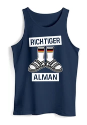MoonWorks Tanktop Herren Richtiger Alman Meme Witz Deutscher Deutschland Dunkelblau/Blau/Schwarz