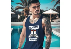 MoonWorks Tanktop Herren Richtiger Alman Meme Witz Deutscher Deutschland Dunkelblau/Blau/Schwarz
