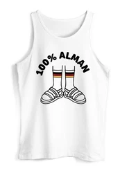 MoonWorks Herren Tanktop 100 Prozent Alman Meme Witz Deutschland Rot/Dunkelblau/Schwarz