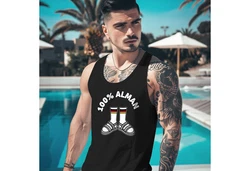 MoonWorks Herren Tanktop 100 Prozent Alman Meme Witz Deutschland Schwarz
