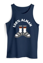 MoonWorks Herren Tanktop 100 Prozent Alman Meme Witz Deutschland Blau/Dunkelblau