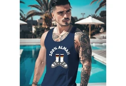 MoonWorks Herren Tanktop 100 Prozent Alman Meme Witz Deutschland Blau/Dunkelblau