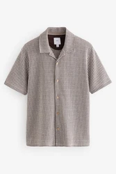 Next Kurzarmhemd Jersey-Hemd Beige/Braun