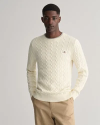 Gant Strickpullover COTTON CABLE C-NECK Creme/Weiß/Beige/Khaki