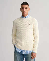 Gant Strickpullover COTTON CABLE C-NECK Creme/Weiß/Beige/Khaki
