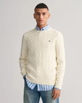 Gant Strickpullover COTTON CABLE C-NECK Creme/Weiß/Beige/Khaki