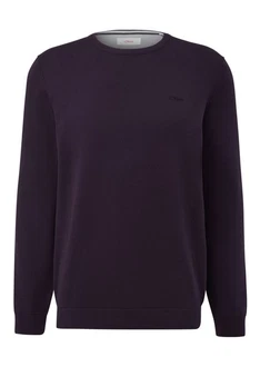 s.Oliver Strickpullover mit Logostickerei aubergine