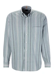 BOSS ORANGE Langarmhemd Lambey_1_M mit Button-down-Kragen Hellblau/Blau/Grau