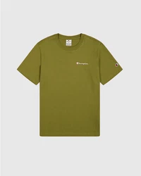 Champion T-Shirt Crewneck Kurzarmshirt oliv/weiß
