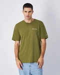 Champion T-Shirt Crewneck Kurzarmshirt oliv/weiß Champion T-Shirt Crewneck Kurzarmshirt oliv/weiß