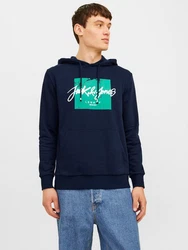 Jack & Jones Kapuzensweatshirt JJTILEY SWEAT HOOD Dunkelblau/Türkis/Blau
