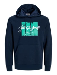 Jack & Jones Kapuzensweatshirt JJTILEY SWEAT HOOD Dunkelblau/Türkis/Blau