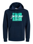 Jack & Jones Kapuzensweatshirt JJTILEY SWEAT HOOD Dunkelblau/Türkis/Blau