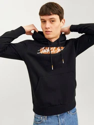 Jack & Jones Kapuzensweatshirt JJTILEY SWEAT HOOD Schwarz