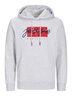 Jack & Jones Kapuzensweatshirt JJTILEY SWEAT HOOD Hellgrau/Grau/Silber Jack & Jones Kapuzensweatshirt JJTILEY SWEAT HOOD Hellgrau/Grau/Silber