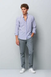 MEYER Chinos M5 Slim Grau/Hellgrau/Blau