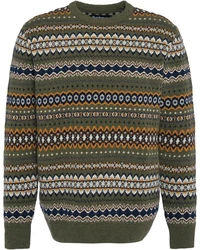 Barbour Strickpullover Rundhalspullover Case Fair Isle Mischfarben/Braun/Dunkelgrün/Creme/Gelb/Grün/Khaki