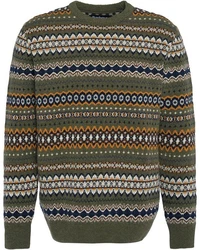 Barbour Strickpullover Rundhalspullover Case Fair Isle Mischfarben/Braun/Dunkelgrün/Creme/Gelb/Grün/Khaki