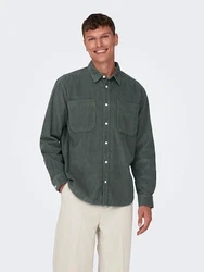 ONLY & SONS Blusenshirt ONSALP RLX 2PKT WASHD CORD LS SHIRT dunkelgrau