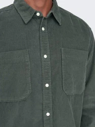 ONLY & SONS Blusenshirt ONSALP RLX 2PKT WASHD CORD LS SHIRT dunkelgrau