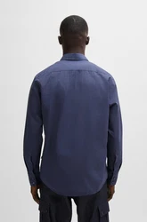 BOSS ORANGE Langarmhemd Relegant mit BOSS Stickerei Dunkelblau/Hellblau/Blau