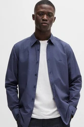BOSS ORANGE Langarmhemd Relegant mit BOSS Stickerei Dunkelblau/Hellblau/Blau
