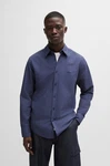 BOSS ORANGE Langarmhemd Relegant mit BOSS Stickerei Dunkelblau/Hellblau/Blau