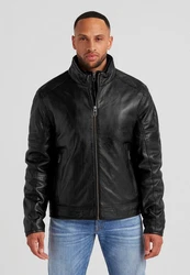 Milestone Lederjacke MSBender Schwarz/Grau
