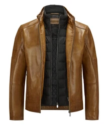Milestone Lederjacke MSBender Braun/Beige