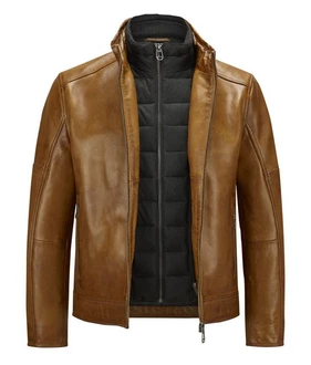 Milestone Lederjacke MSBender Braun/Beige