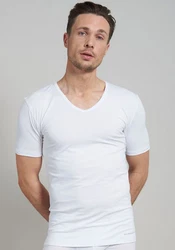 BALDESSARINI T-Shirt Unterhemd V-Ausschnitt (2er Pack) Weiß/Creme/Grau/Dunkelblau