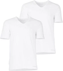 BALDESSARINI T-Shirt Unterhemd V-Ausschnitt (2er Pack) Weiß/Creme/Grau/Dunkelblau