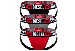 Diesel Herren Jockstrap 3 Pack UMBR-JOCKYTRHEEPACK Schwarz/Grau/Rot