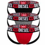 Diesel Herren Jockstrap 3 Pack UMBR-JOCKYTRHEEPACK Schwarz/Grau/Rot