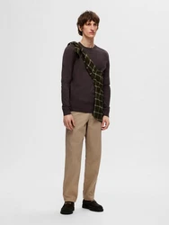 SELECTED HOMME Rundhalspullover Berg schoko