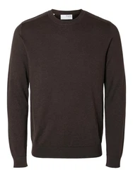 SELECTED HOMME Rundhalspullover Berg schoko