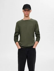 SELECTED HOMME Rundhalspullover Berg Dunkelgrün/Grün