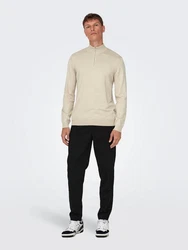 ONLY & SONS Strickpullover Wyler ONSWYLER LIFE REG 14 HALF ZIP KNIT NOOS Khaki/Beige/Braun